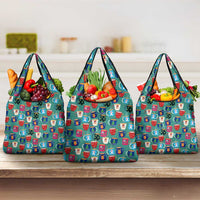 Christmas Teapot Group Grocery Bag Xmas Holiday Patterns - Wonder Print Shop