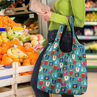 Christmas Teapot Group Grocery Bag Xmas Holiday Patterns - Wonder Print Shop
