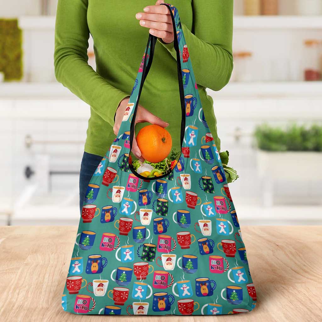 Christmas Teapot Group Grocery Bag Xmas Holiday Patterns - Wonder Print Shop