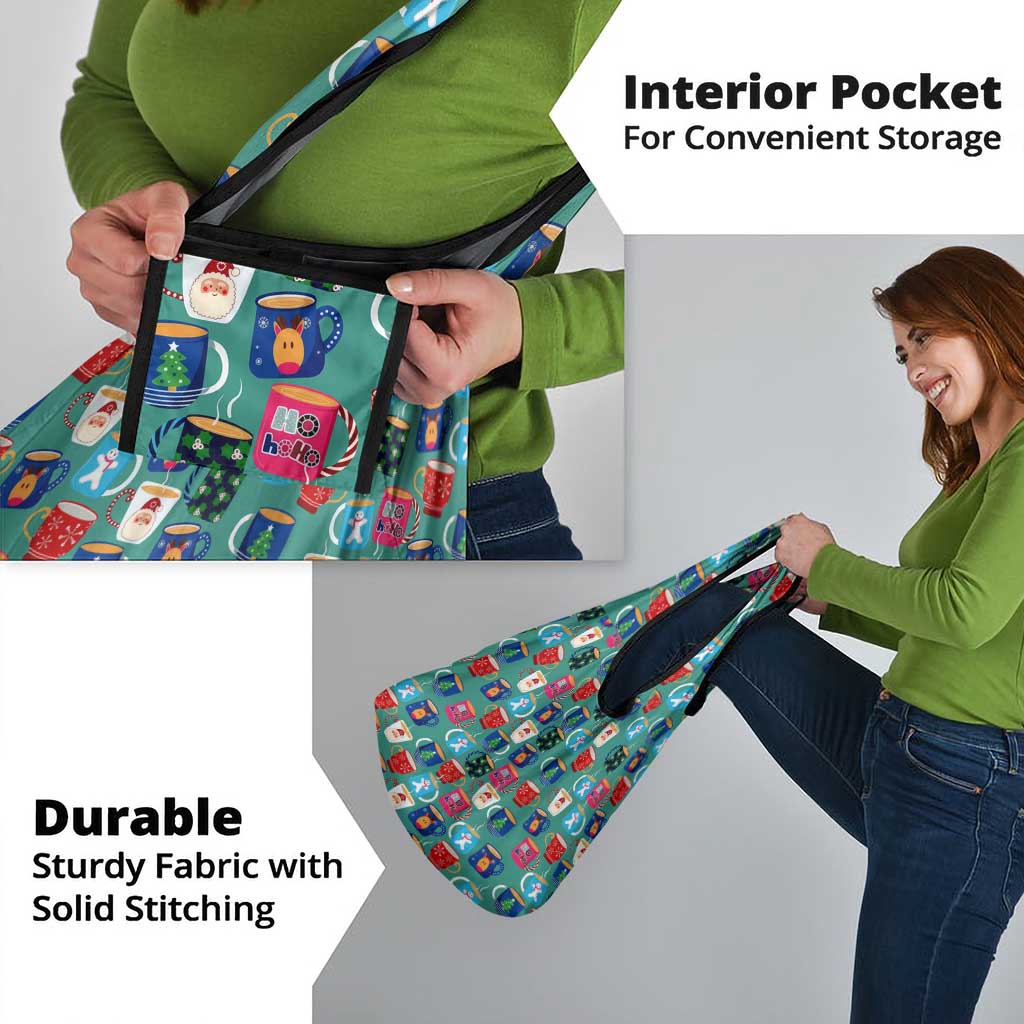 Christmas Teapot Group Grocery Bag Xmas Holiday Patterns - Wonder Print Shop
