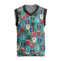 Christmas Teapot Group Christmas Knitted V-Neck Vest Xmas Holiday Patterns - Wonder Print Shop