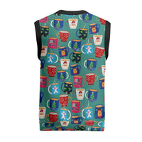 Christmas Teapot Group Christmas Knitted V-Neck Vest Xmas Holiday Patterns - Wonder Print Shop