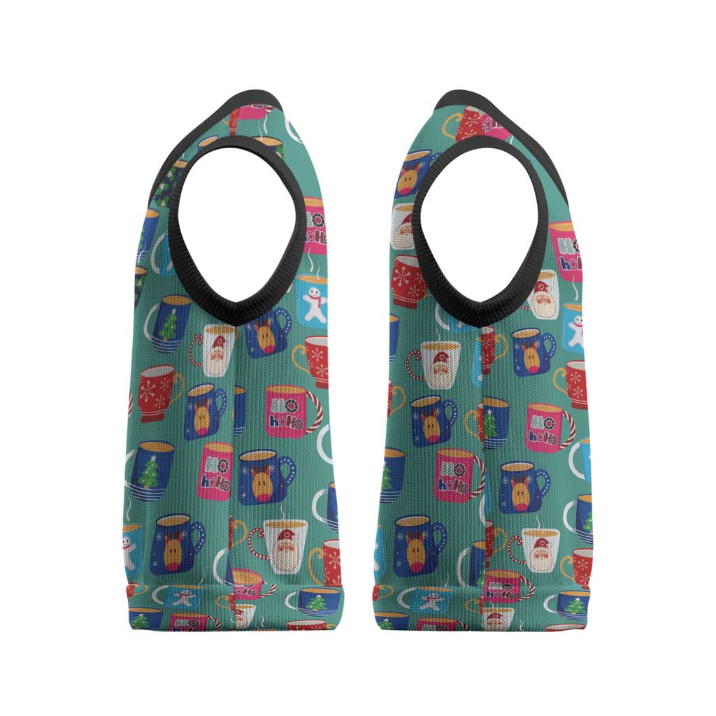 Christmas Teapot Group Christmas Knitted V-Neck Vest Xmas Holiday Patterns - Wonder Print Shop