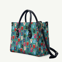 Christmas Teapot Group Leather Bag Xmas Holiday Patterns - Wonder Print Shop