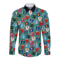 Christmas Teapot Group Long Sleeve Button Shirt Xmas Holiday Patterns - Wonder Print Shop
