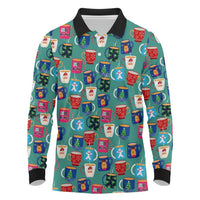 Christmas Teapot Group Long Sleeve Polo Shirt Xmas Holiday Patterns - Wonder Print Shop