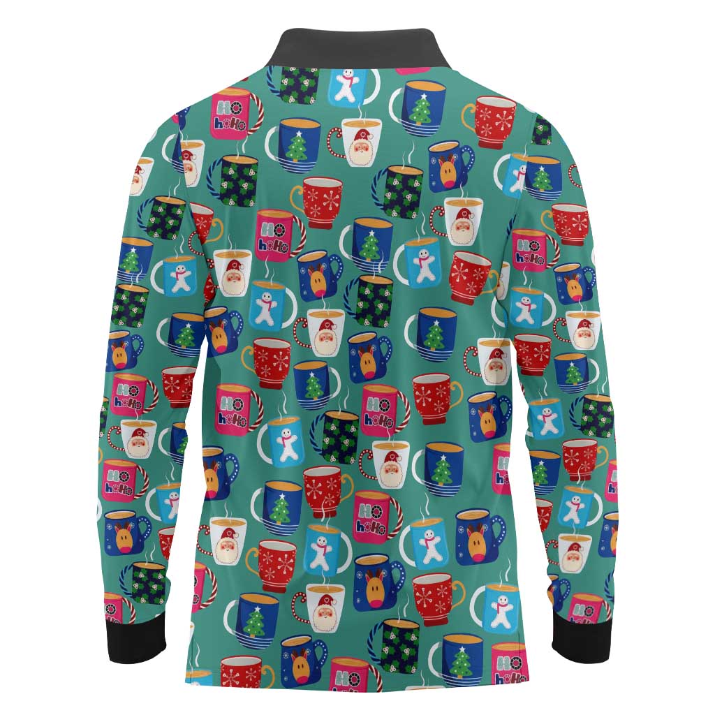 Christmas Teapot Group Long Sleeve Polo Shirt Xmas Holiday Patterns - Wonder Print Shop