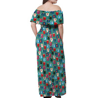 Christmas Teapot Group Off Shoulder Maxi Dress Xmas Holiday Patterns - Wonder Print Shop