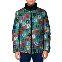 Christmas Teapot Group Padded Jacket Xmas Holiday Patterns - Wonder Print Shop