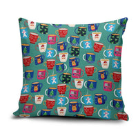 Christmas Teapot Group Pillow Cover Xmas Holiday Patterns - Wonder Print Shop