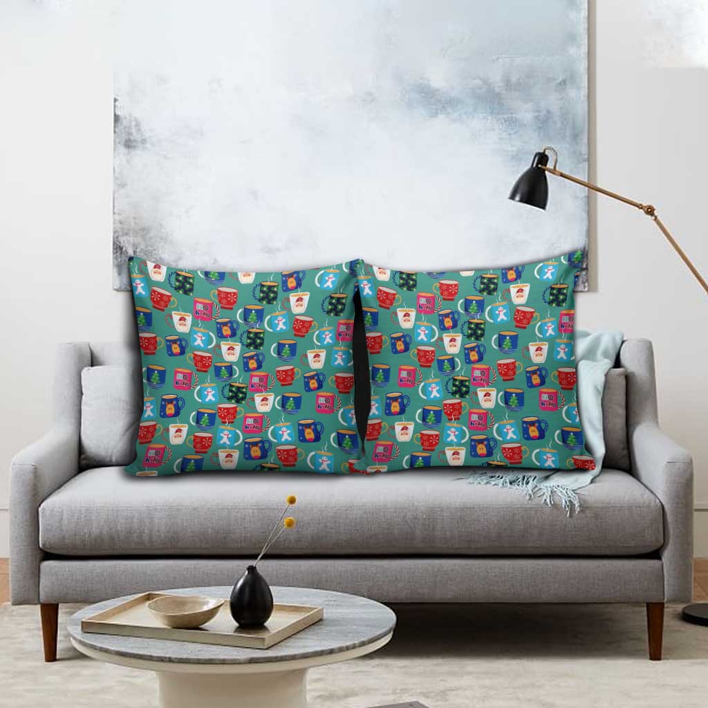 Christmas Teapot Group Pillow Cover Xmas Holiday Patterns - Wonder Print Shop