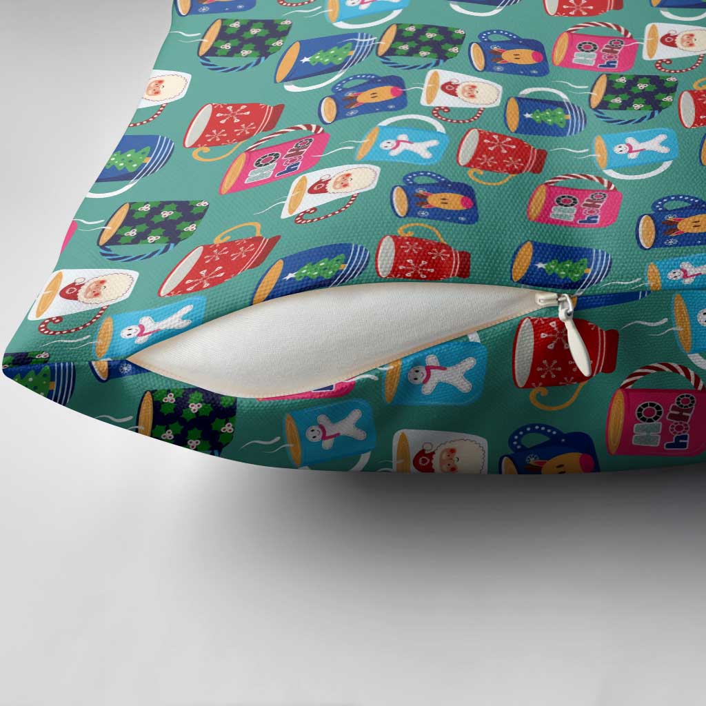 Christmas Teapot Group Pillow Cover Xmas Holiday Patterns - Wonder Print Shop
