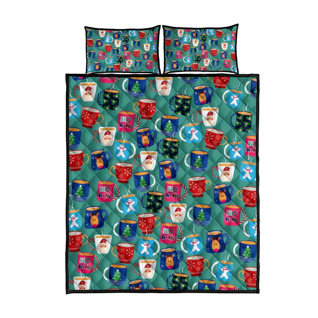 Christmas Teapot Group Quilt Bed Set Xmas Holiday Patterns - Wonder Print Shop