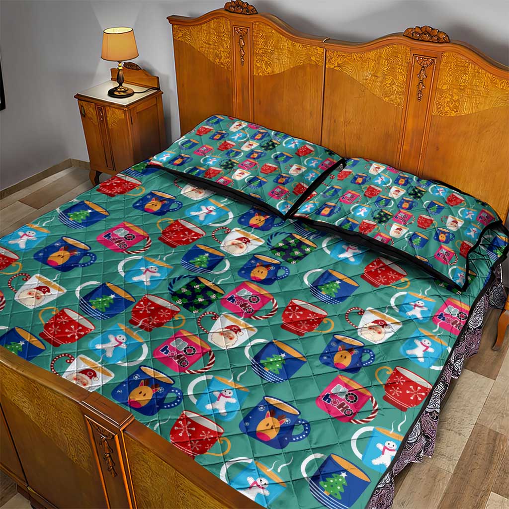 Christmas Teapot Group Quilt Bed Set Xmas Holiday Patterns - Wonder Print Shop