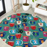 Christmas Teapot Group Round Carpet Xmas Holiday Patterns - Wonder Print Shop