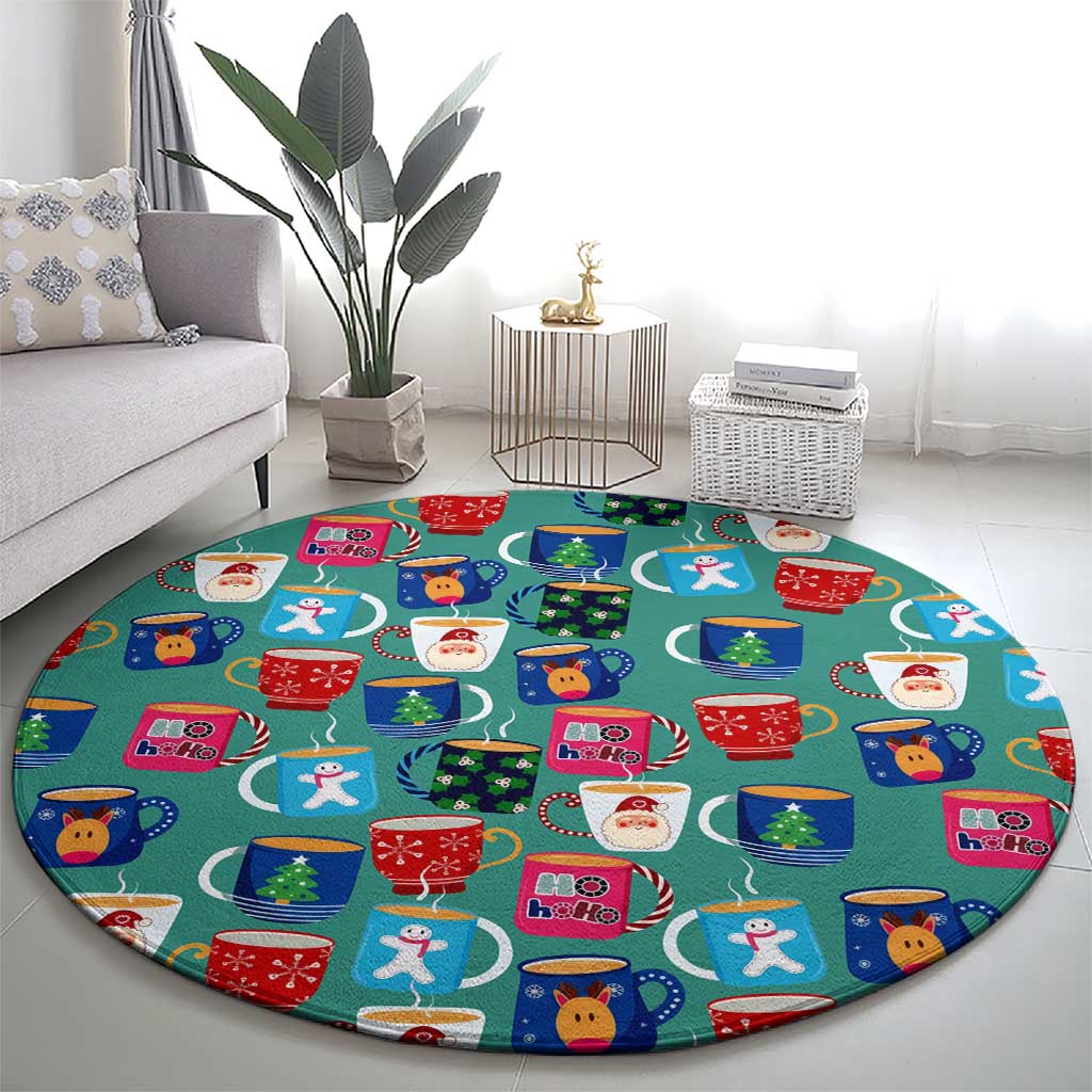 Christmas Teapot Group Round Carpet Xmas Holiday Patterns - Wonder Print Shop