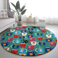 Christmas Teapot Group Round Carpet Xmas Holiday Patterns - Wonder Print Shop