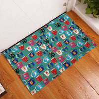 Christmas Teapot Group Rubber Doormat Xmas Holiday Patterns - Wonder Print Shop