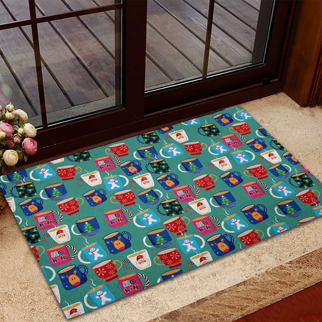 Christmas Teapot Group Rubber Doormat Xmas Holiday Patterns - Wonder Print Shop