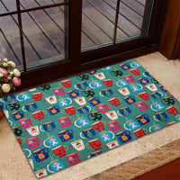 Christmas Teapot Group Rubber Doormat Xmas Holiday Patterns - Wonder Print Shop