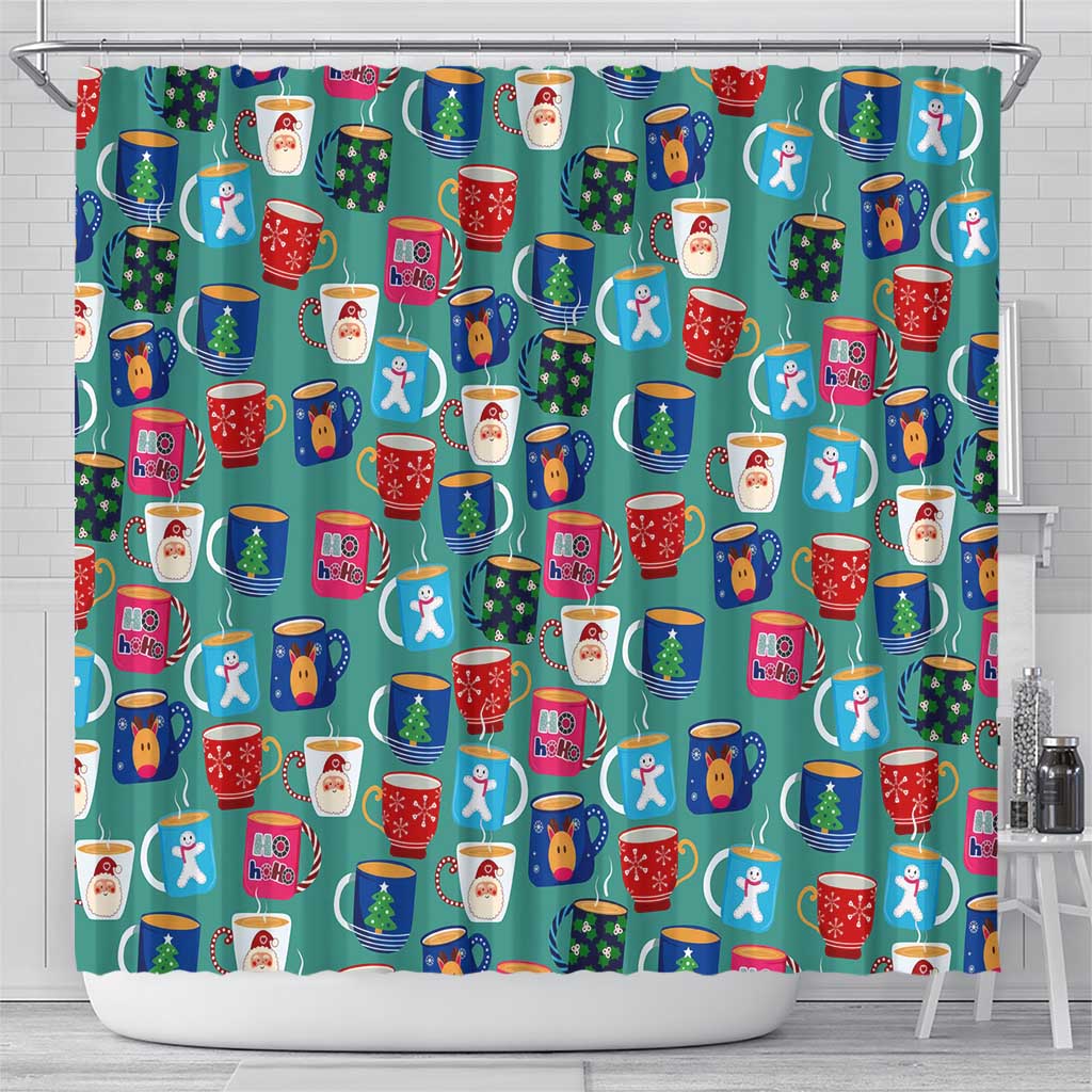 Christmas Teapot Group Shower Curtain Xmas Holiday Patterns - Wonder Print Shop