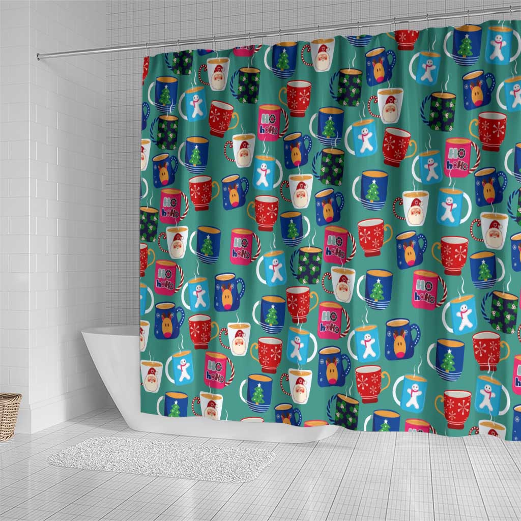Christmas Teapot Group Shower Curtain Xmas Holiday Patterns - Wonder Print Shop