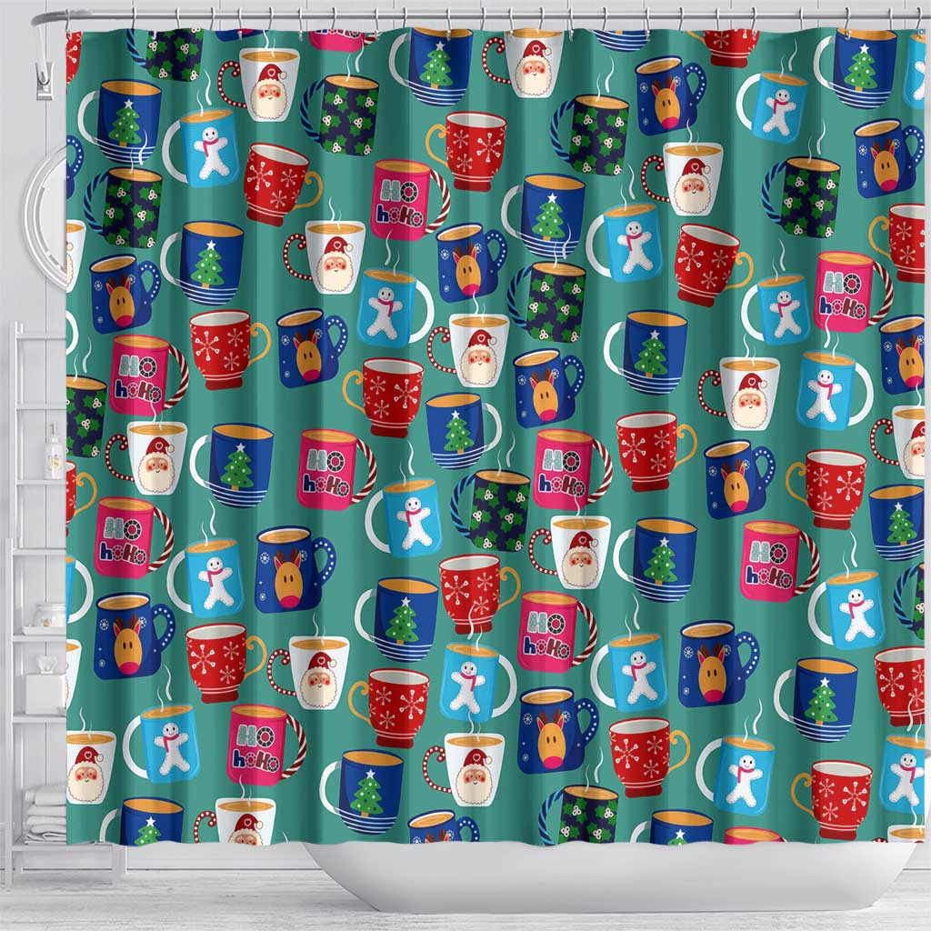 Christmas Teapot Group Shower Curtain Xmas Holiday Patterns - Wonder Print Shop