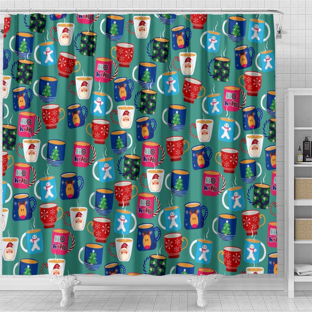 Christmas Teapot Group Shower Curtain Xmas Holiday Patterns - Wonder Print Shop