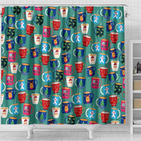 Christmas Teapot Group Shower Curtain Xmas Holiday Patterns - Wonder Print Shop