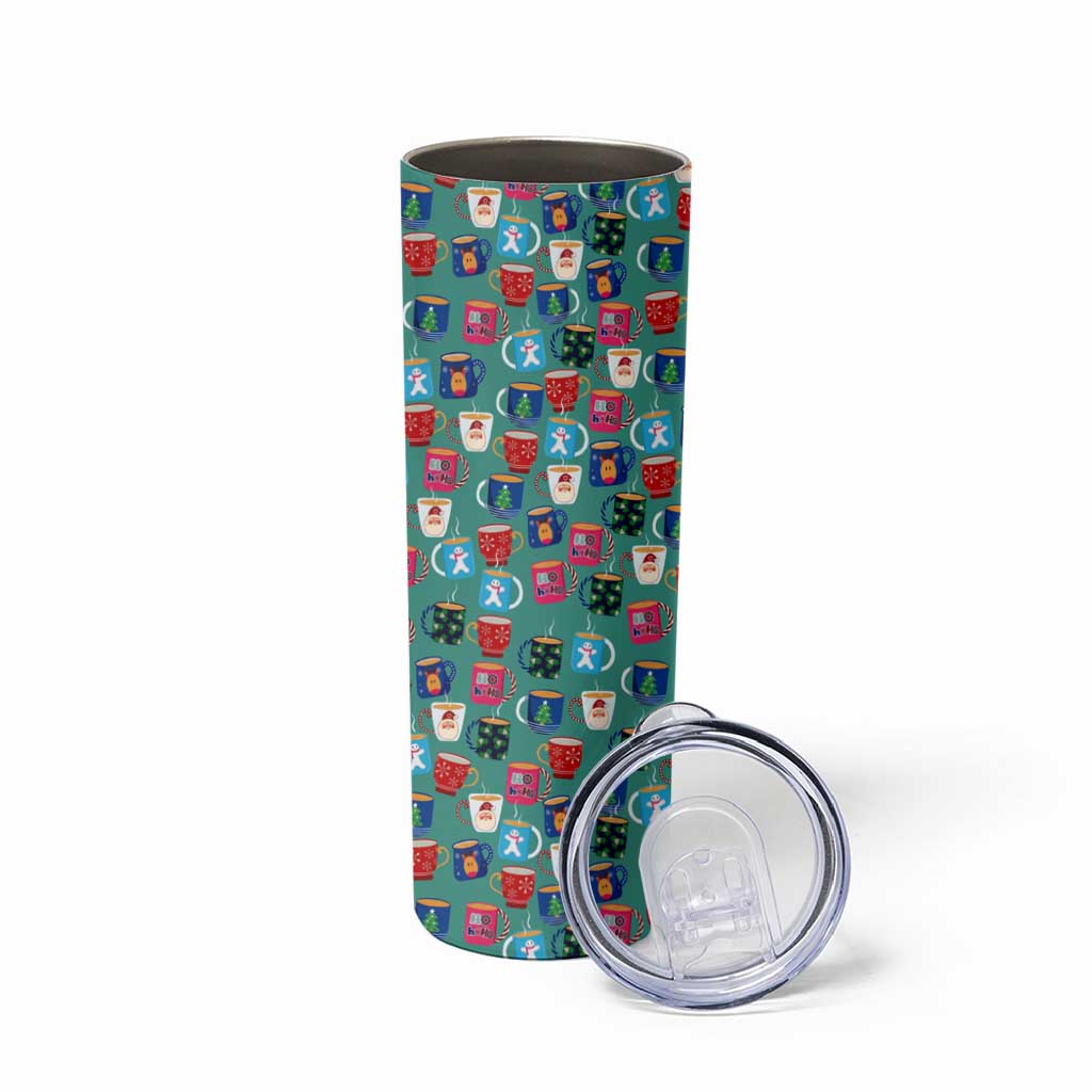 Christmas Teapot Group Skinny Tumbler Xmas Holiday Patterns - Wonder Print Shop
