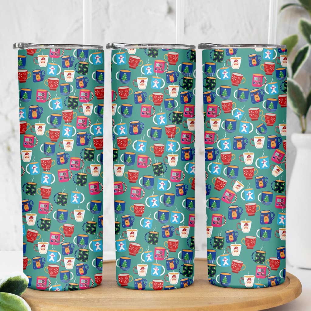 Christmas Teapot Group Skinny Tumbler Xmas Holiday Patterns - Wonder Print Shop