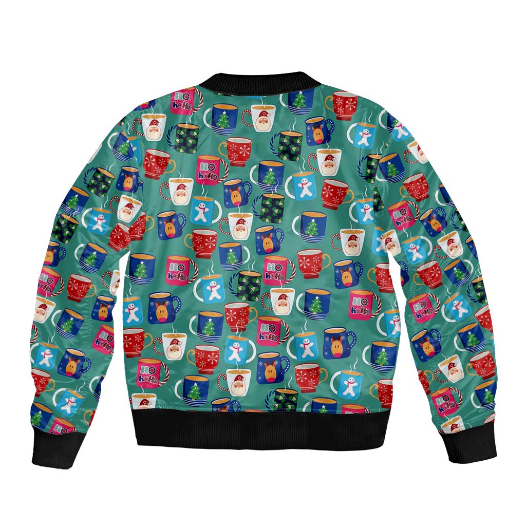 Christmas Teapot Group Sleeve Zip Bomber Jacket Xmas Holiday Patterns - Wonder Print Shop