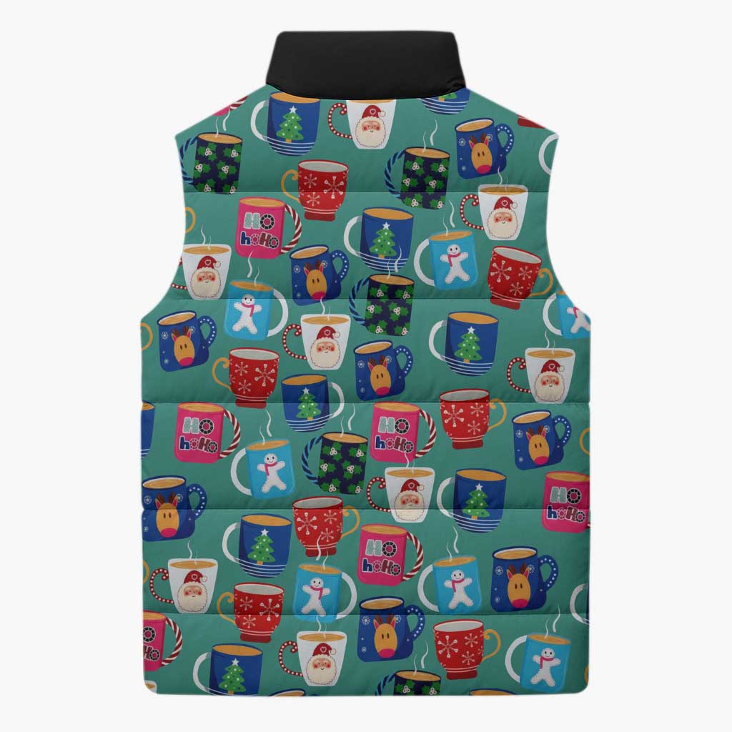 Christmas Teapot Group Sleeveless Puffer Jacket Xmas Holiday Patterns - Wonder Print Shop