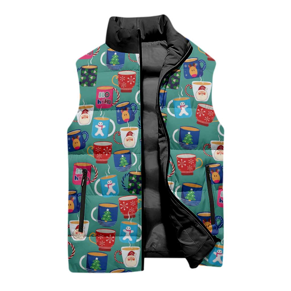 Christmas Teapot Group Sleeveless Puffer Jacket Xmas Holiday Patterns - Wonder Print Shop