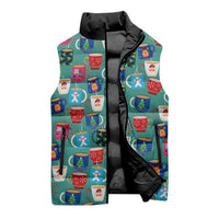 Christmas Teapot Group Sleeveless Puffer Jacket Xmas Holiday Patterns - Wonder Print Shop