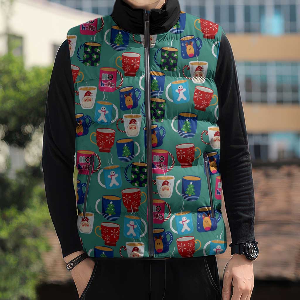Christmas Teapot Group Sleeveless Puffer Jacket Xmas Holiday Patterns - Wonder Print Shop