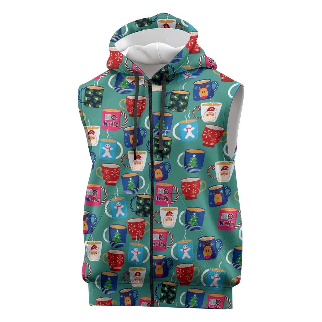 Christmas Teapot Group Sleeveless Zip Hoodie Xmas Holiday Patterns - Wonder Print Shop