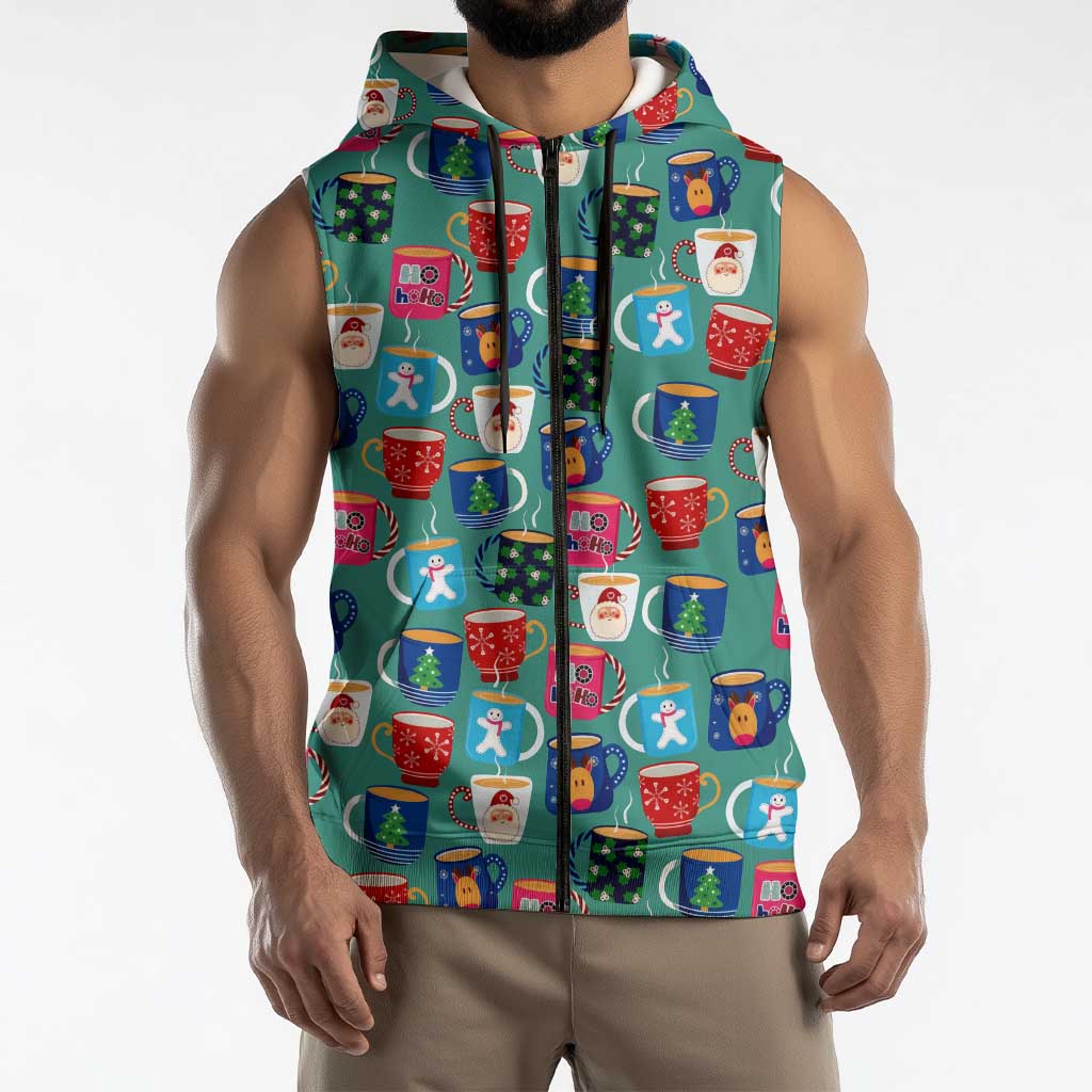Christmas Teapot Group Sleeveless Zip Hoodie Xmas Holiday Patterns - Wonder Print Shop