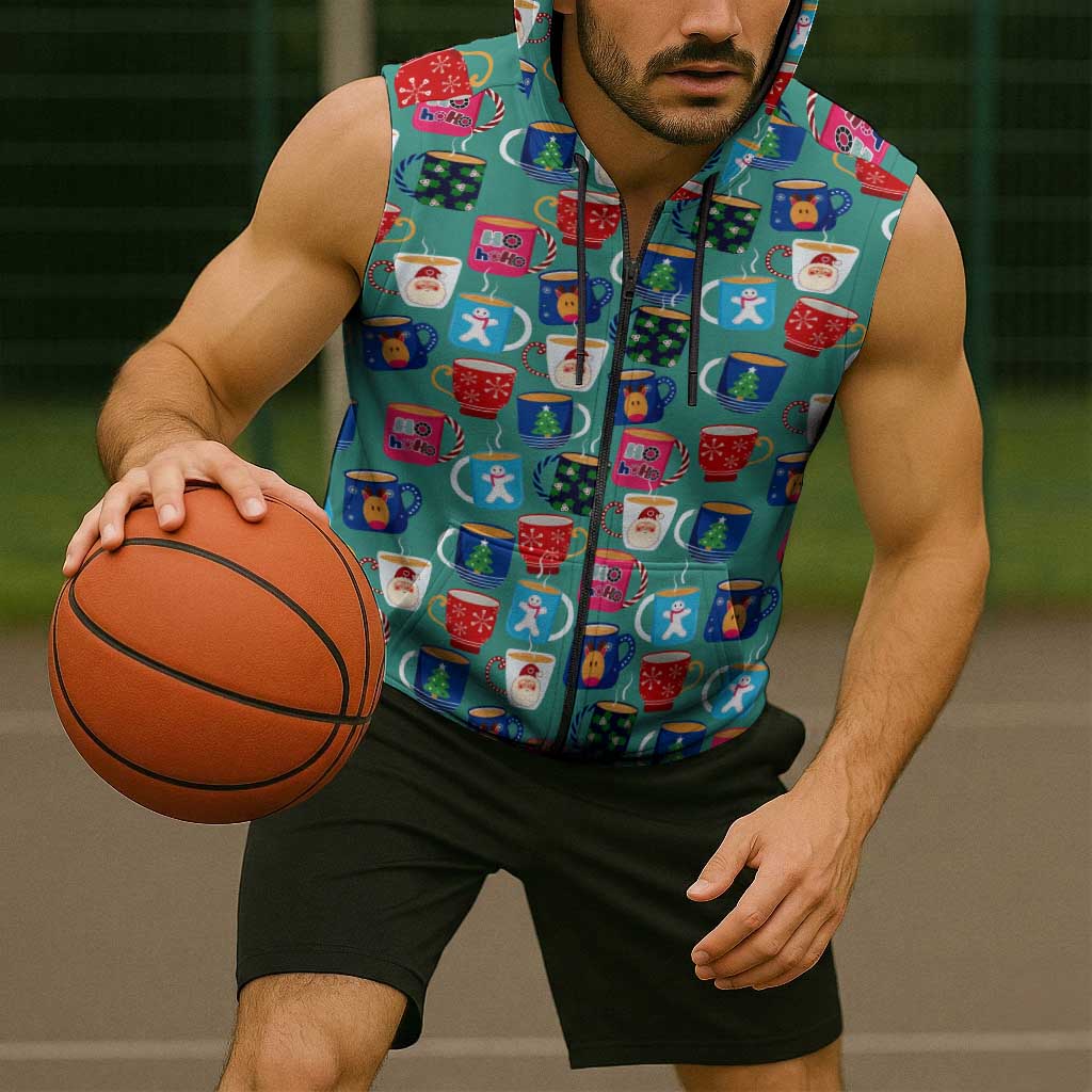 Christmas Teapot Group Sleeveless Zip Hoodie Xmas Holiday Patterns - Wonder Print Shop