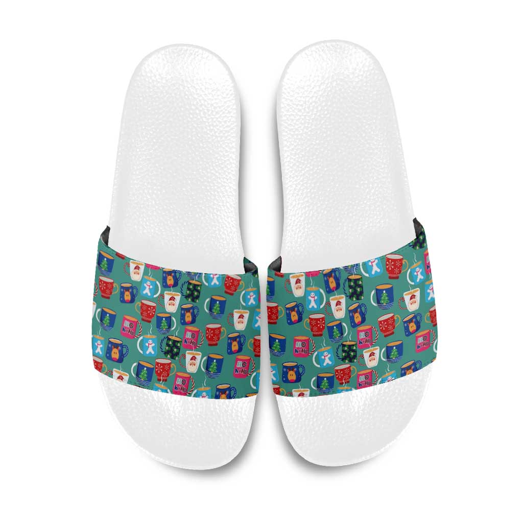 Christmas Teapot Group Slide Sandals Xmas Holiday Patterns - Wonder Print Shop