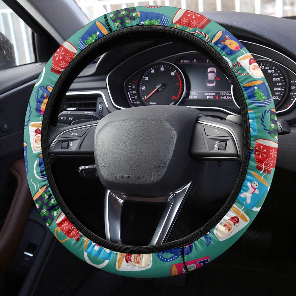 Christmas Teapot Group Steering Wheel Cover Xmas Holiday Patterns - Wonder Print Shop