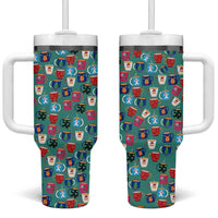 Christmas Teapot Group Tumbler With Handle Xmas Holiday Patterns - Wonder Print Shop