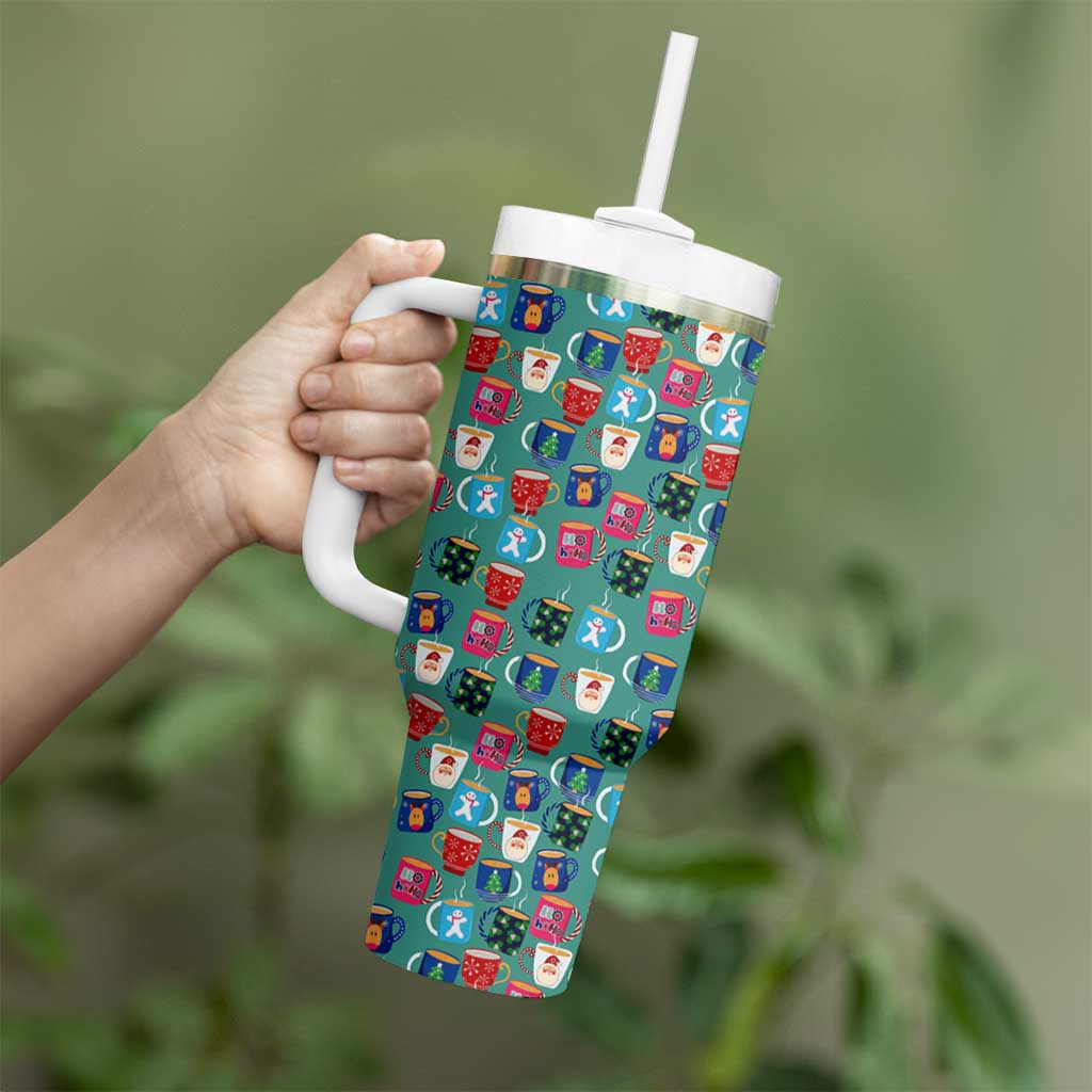 Christmas Teapot Group Tumbler With Handle Xmas Holiday Patterns - Wonder Print Shop