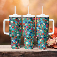 Christmas Teapot Group Tumbler With Handle Xmas Holiday Patterns - Wonder Print Shop