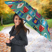 Christmas Teapot Group Umbrella Xmas Holiday Patterns - Wonder Print Shop