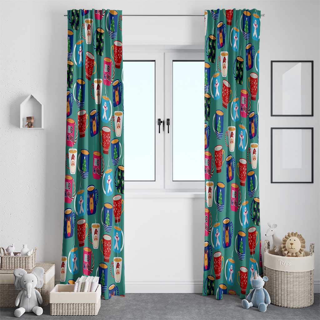 Christmas Teapot Group Window Curtain Xmas Holiday Patterns - Wonder Print Shop