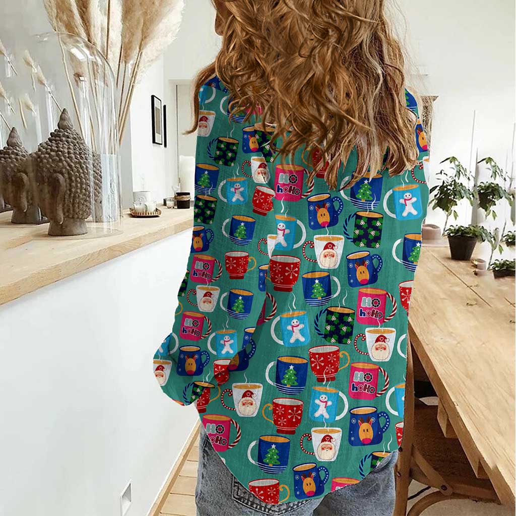 Christmas Teapot Group Women Casual Shirt Xmas Holiday Patterns - Wonder Print Shop