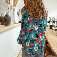 Christmas Teapot Group Women Casual Shirt Xmas Holiday Patterns - Wonder Print Shop