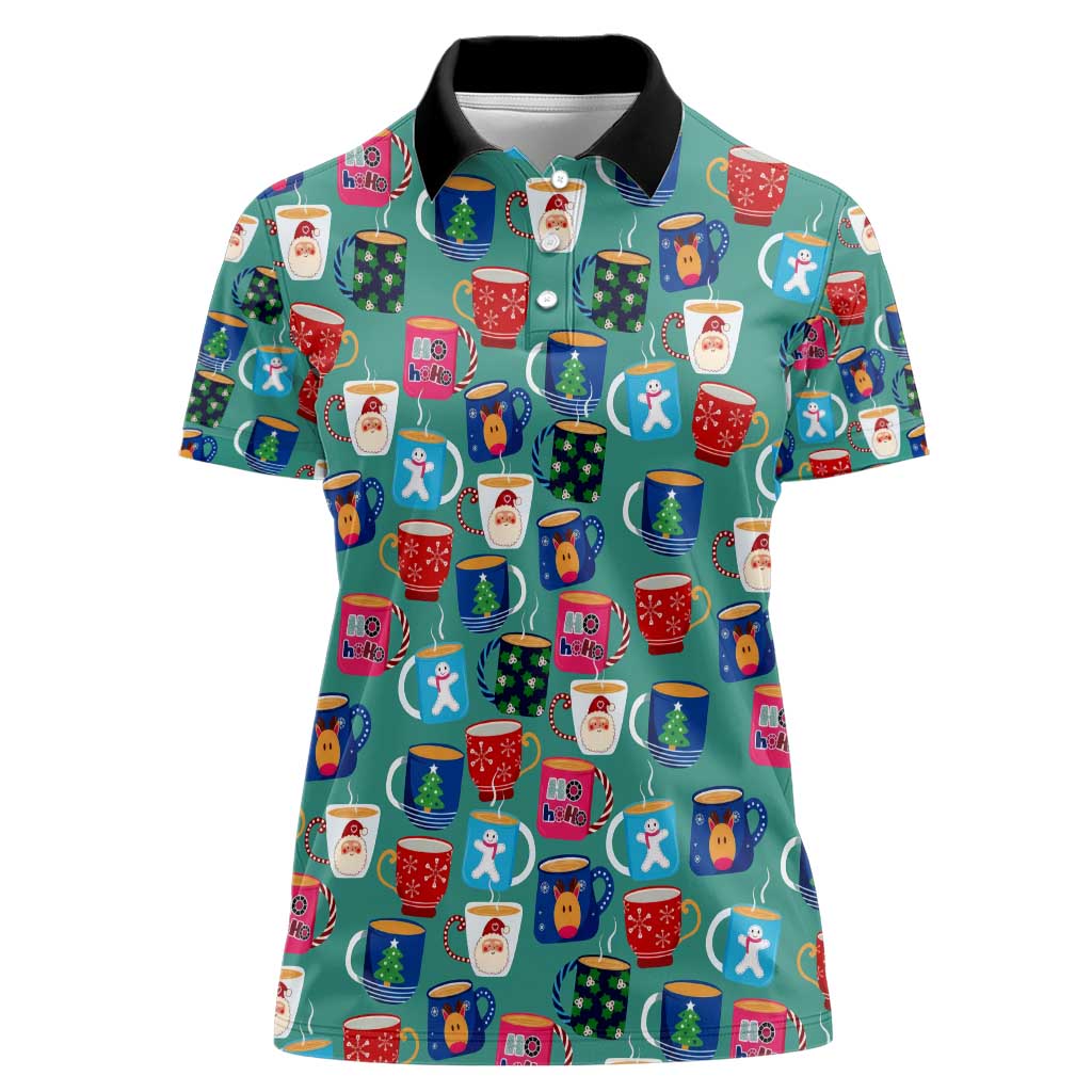 Christmas Teapot Group Women Polo Shirt Xmas Holiday Patterns - Wonder Print Shop