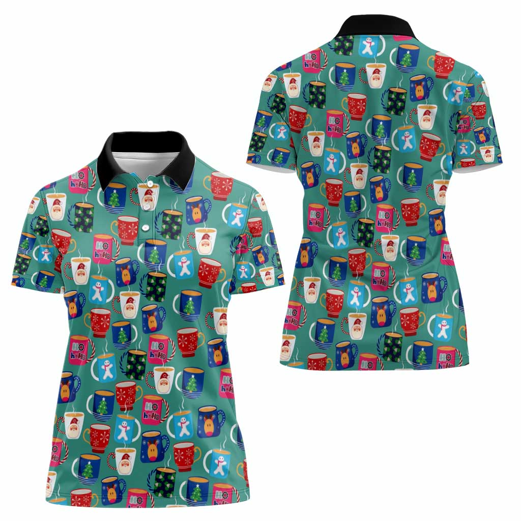 Christmas Teapot Group Women Polo Shirt Xmas Holiday Patterns - Wonder Print Shop